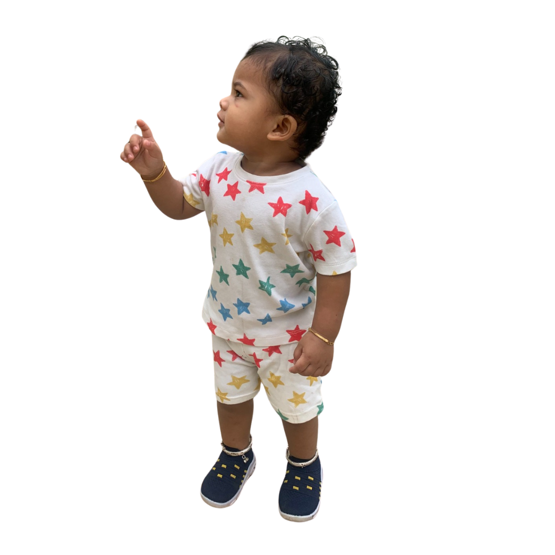 Star Cotton Knitted Top & Shorts Set