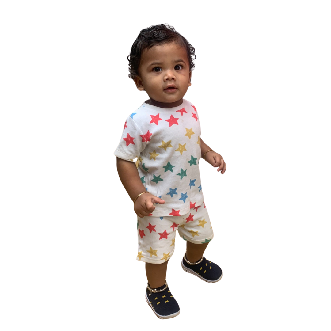 Star Cotton Knitted Top & Shorts Set