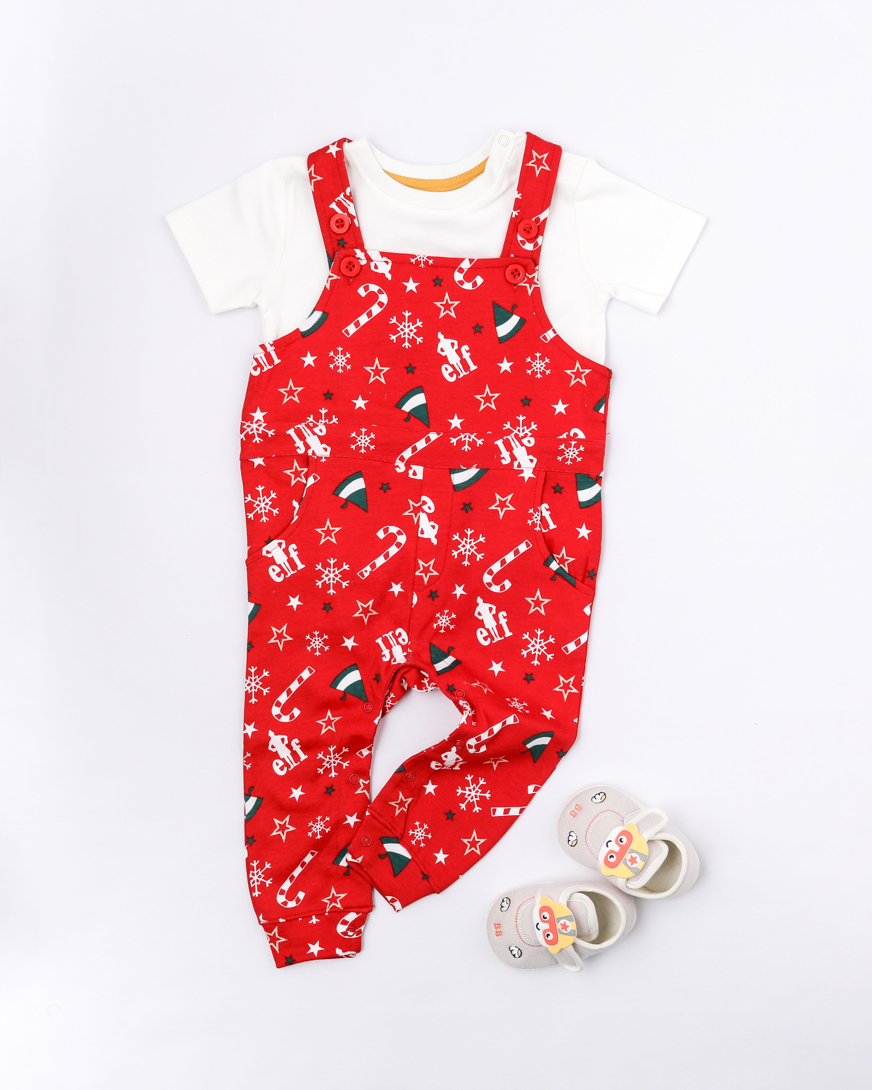 christmas dungaree set for babies