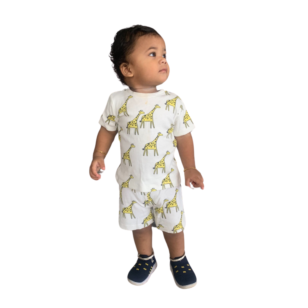 Giraffe Cotton Knitted Top & Shorts Set